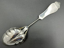 Load image into Gallery viewer, Duhme & Co Coin Silver Bright Cut Twisted Handle Large Serving Spoon Cincinnati Ohio c. 1860