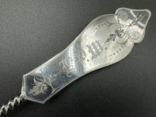 Load image into Gallery viewer, Duhme & Co Coin Silver Bright Cut Twisted Handle Large Serving Spoon Cincinnati Ohio c. 1860