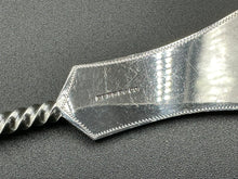 Load image into Gallery viewer, Duhme & Co Coin Silver Bright Cut Twisted Handle Large Serving Spoon Cincinnati Ohio c. 1860