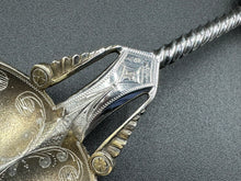 Load image into Gallery viewer, Duhme & Co Coin Silver Bright Cut Twisted Handle Large Serving Spoon Cincinnati Ohio c. 1860