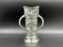 Load image into Gallery viewer, An Aesthetic Movement Irish Sterling Silver Two Handle Loving Cup Vase