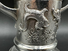 Load image into Gallery viewer, An Aesthetic Movement Irish Sterling Silver Two Handle Loving Cup Vase