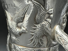 Load image into Gallery viewer, An Aesthetic Movement Irish Sterling Silver Two Handle Loving Cup Vase