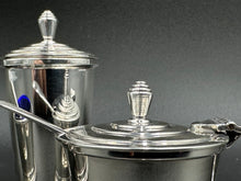 Load image into Gallery viewer, Walker & Hall English Sterling Silver Art Deco Condiment Set w/ Cobalt Glass Liners