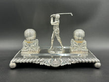 Load image into Gallery viewer, English Silverplate Golf Inkwell Pryor Tyzack & Co c. 1880