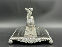 Load image into Gallery viewer, English Silverplate Golf Inkwell Pryor Tyzack & Co c. 1880