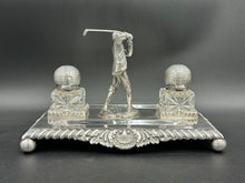 Load image into Gallery viewer, English Silverplate Golf Inkwell Pryor Tyzack & Co c. 1880