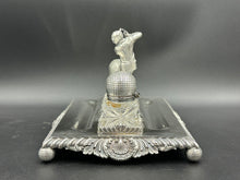 Load image into Gallery viewer, English Silverplate Golf Inkwell Pryor Tyzack & Co c. 1880