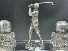 Load image into Gallery viewer, English Silverplate Golf Inkwell Pryor Tyzack & Co c. 1880