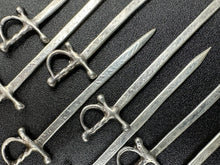 Load image into Gallery viewer, Set of 12 Sterling Silver Figural Sword Hors D'oeuvre Picks