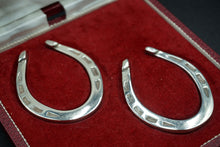 Load image into Gallery viewer, Boxed Set of 4 English Sterling Silver Horseshoe Napkin Rings Francis Howard Sheffield 1972