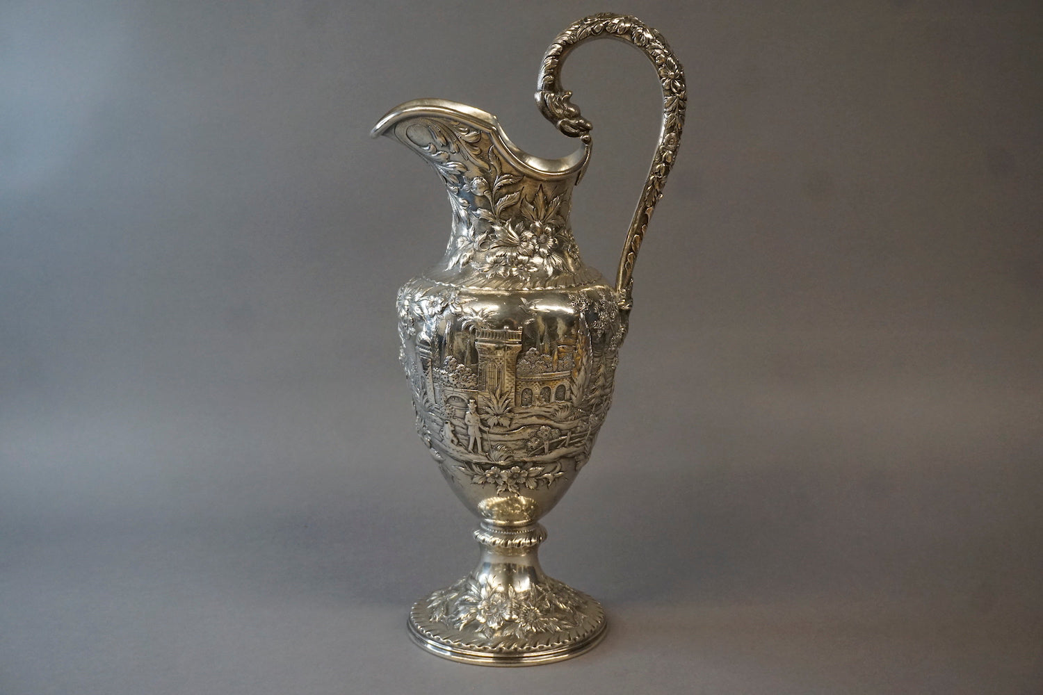 Kirk Repousse Sterling Silver Landscape Pitcher - Main Image