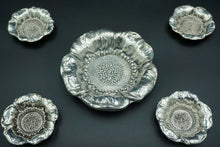 Load image into Gallery viewer, Sterling Silver Poppy Motif Candy Dish Set