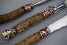 Load image into Gallery viewer, Mixed Metals Copper & Sterling Silver Stag Handle Carving Set