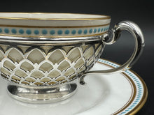 Load image into Gallery viewer, Set of 8 Tiffany Blue Dot Sterling Silver Bouillon Cups w/ Saucers by Lenox for Tiffany &amp; Co
