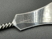 Load image into Gallery viewer, Duhme &amp; Co Coin Silver Bright Cut Twisted Handle Large Serving Spoon Cincinnati Ohio c. 1860
