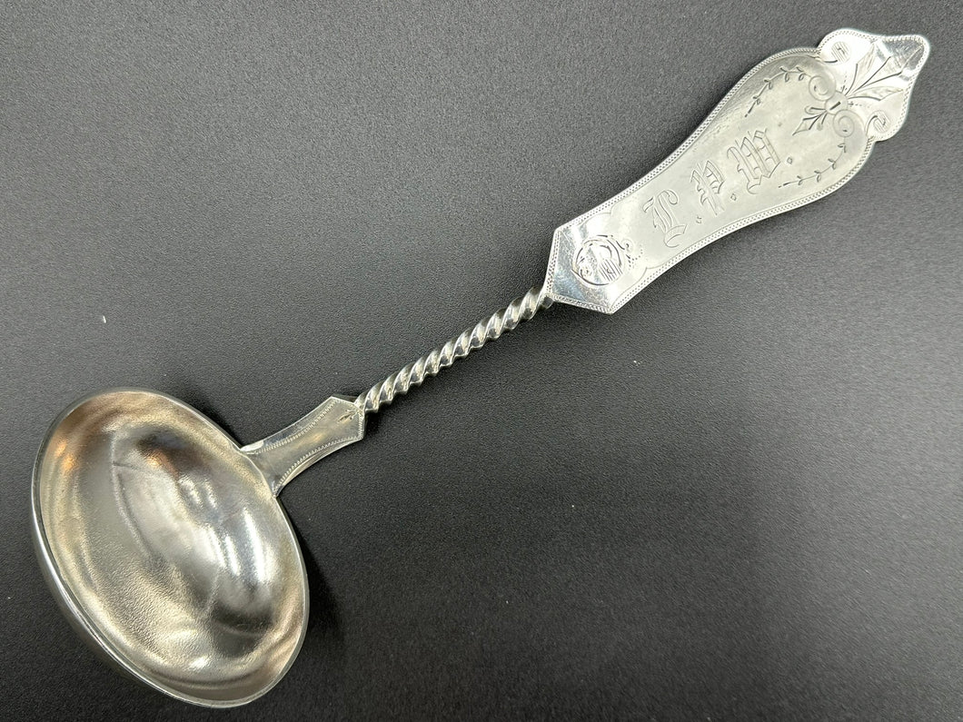 Duhme & Co Coin Silver Twisted Handle Soup Ladle Cincinnati Ohio c. 1860