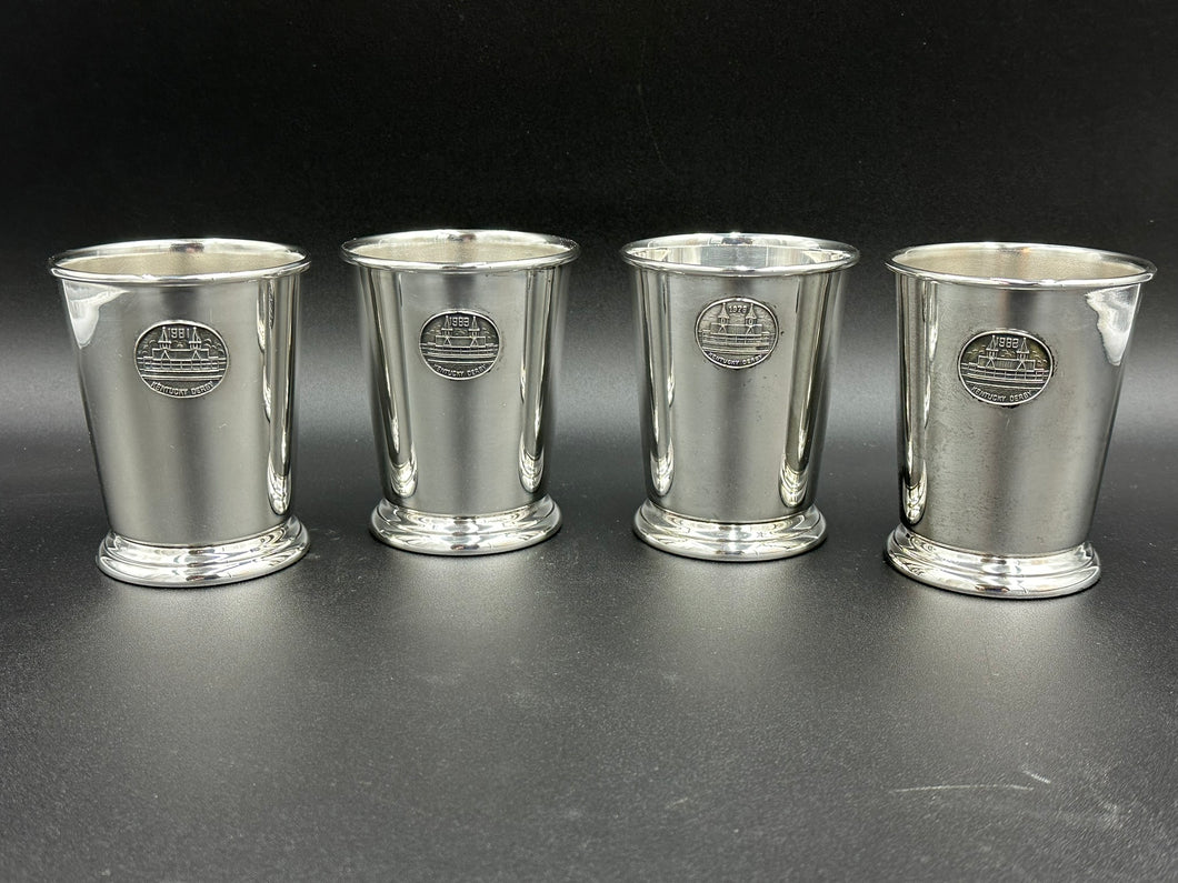 Set of 4 Kentucky Derby Silverplate Mint Julep Cups Churchill Downs