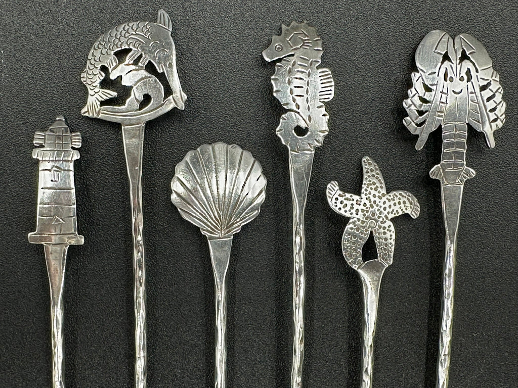 Stavre Gregor Panis Arts & Crafts Sterling Silver Set of 6 Iced