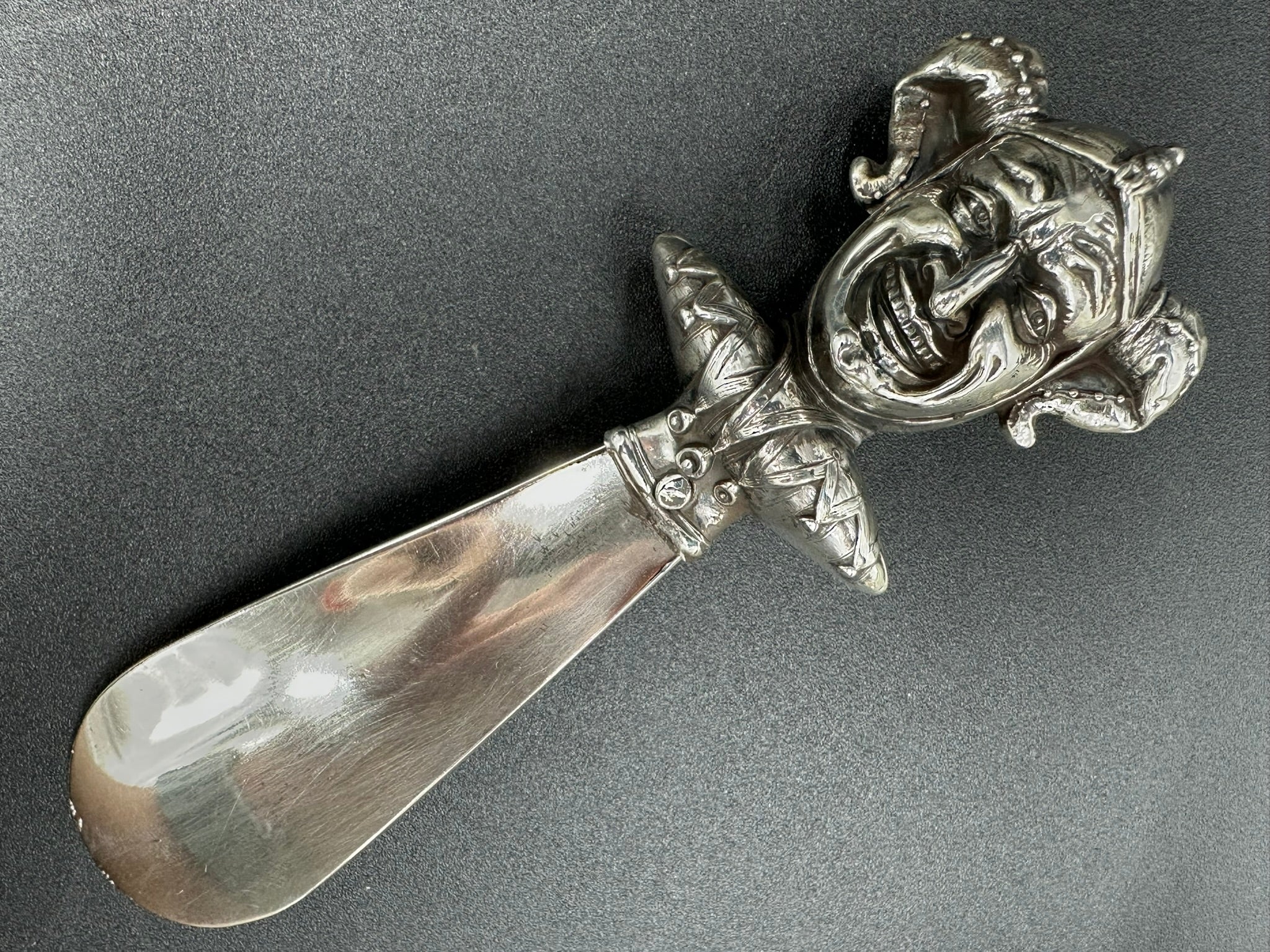 Art Nouveau Sterling Silver Figural Jester Shoehorn by Unger Art Nouveau Sterling Silver Figural Jester Shoehorn by Unger