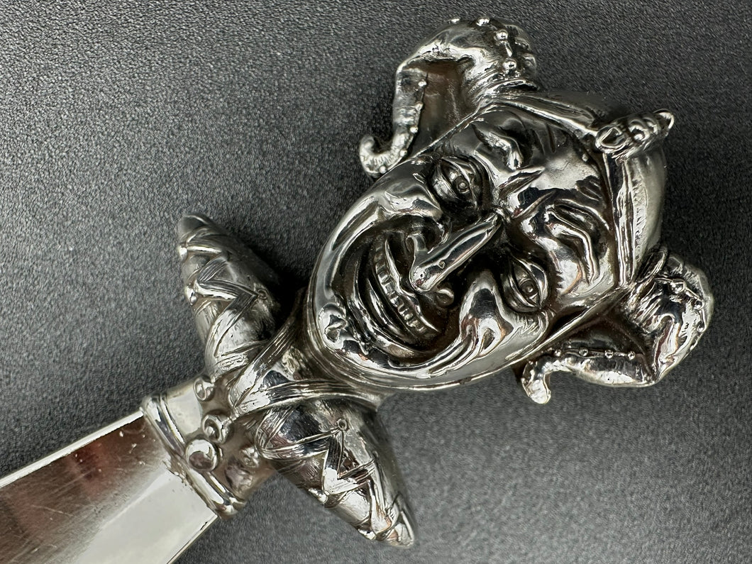 Art Nouveau Sterling Silver Figural Jester Shoehorn by Unger Brothers