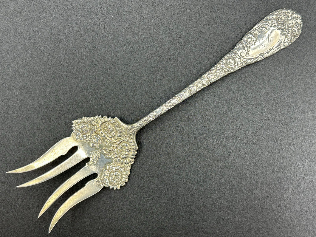 Chrysanthemum by Durgin Sterling Silver Large Chipped Beef Fork