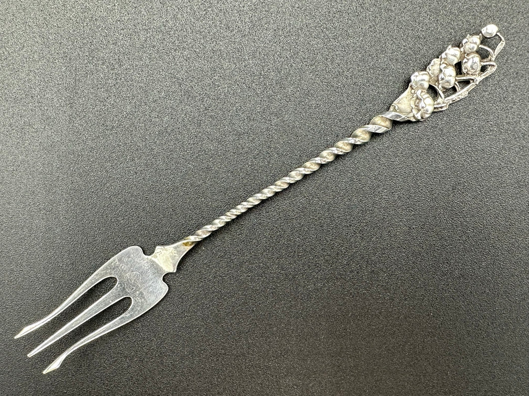 Lily of the Valley by Whiting Sterling Silver Twisted Handle Cocktail Fork
