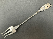 Load image into Gallery viewer, Lily of the Valley by Whiting Sterling Silver Twisted Handle Cocktail Fork
