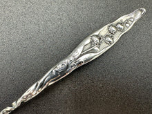 Load image into Gallery viewer, Lily of the Valley Sterling Silver Twisted Handle Mustard Ladle
