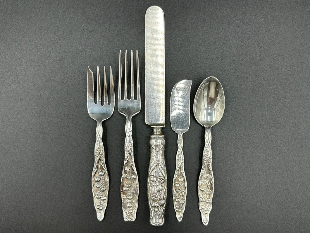Lily of the Valley by Whiting Set of Sterling Silver Flatware 22 Pieces