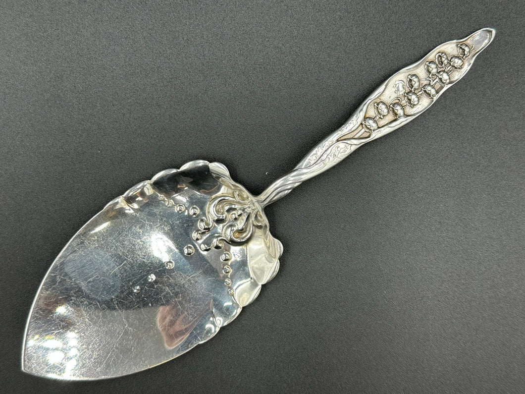 Lily of the Valley by Whiting Sterling Silver Pie Server w/ Decorated Blade