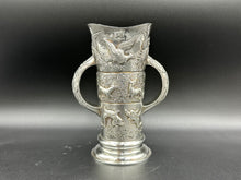 Load image into Gallery viewer, An Aesthetic Movement Irish Sterling Silver Two Handle Loving Cup Vase
