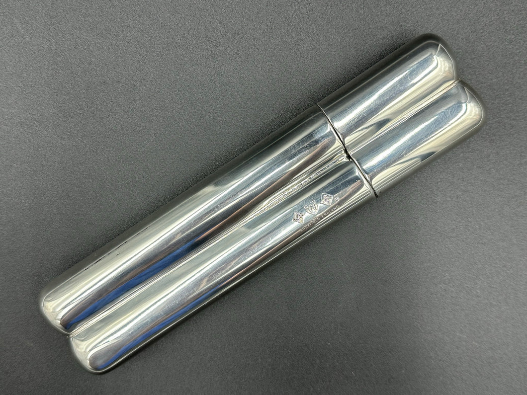 English Silverplate Flask / Cigar Holder Combo