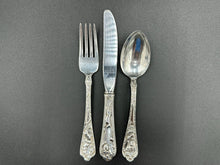 Load image into Gallery viewer, Reed &amp; Barton Animals 3 Piece Silverplate Childs Set
