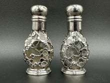 Load image into Gallery viewer, 950 Japanese Silver Overlay Cherry Blossom Salt &amp; Pepper Shakers
