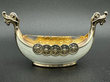 Load image into Gallery viewer, Theodore Olsen Sterling Silver and Enamel Viking Ship Salt Cellar
