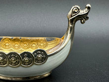 Load image into Gallery viewer, Theodore Olsen Sterling Silver and Enamel Viking Ship Salt Cellar
