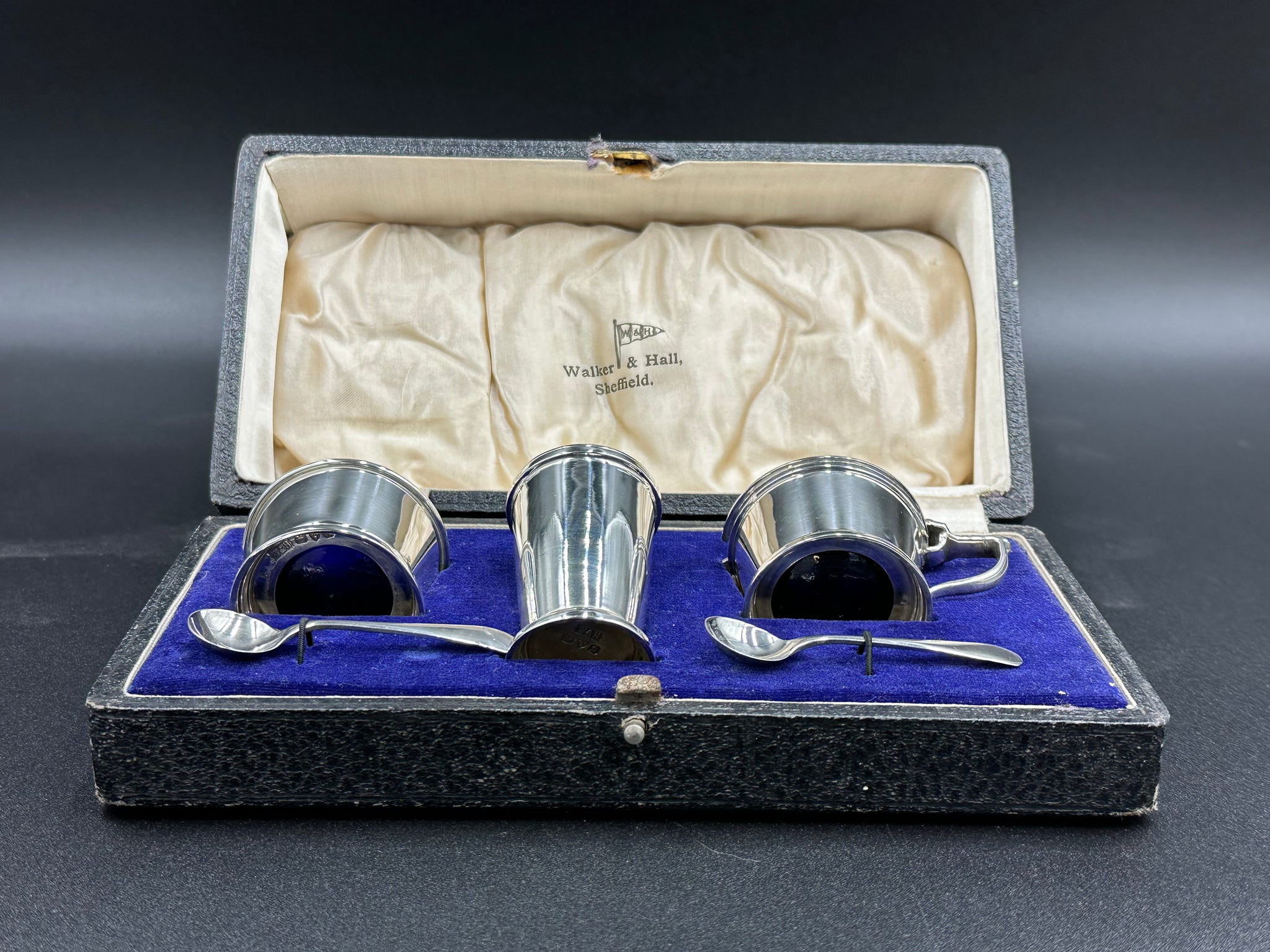 【Walker&Hall】 アールデコ　コンポート Art Deco Walker & Hall English Sterling Silver Art Deco Condiment Set w