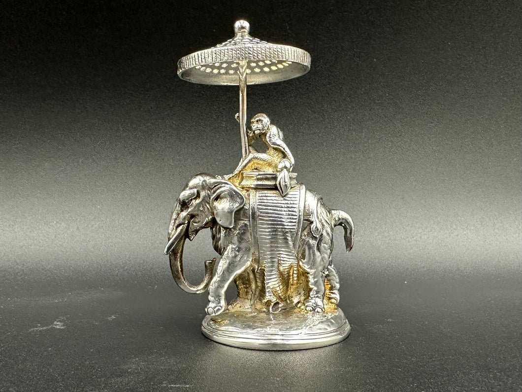 Rare Christofle Silverplate Figural Elephant Tooth Pick Holder