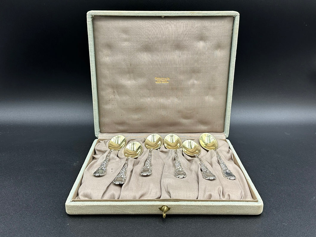 Tiffany & Co Chrysanthemum Sterling Silver Boxed Ice Cream Set