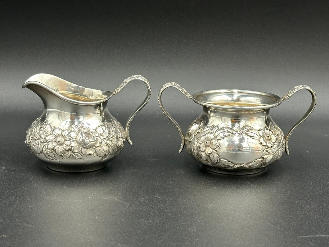 Repousse by S. Kirk & Son Sterling Silver Creamer and Sugar Hand Chased