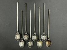 Load image into Gallery viewer, Set of 8 Sterling Silver Aesthetic Movement Sipper Straws by Gorham c. 1906
