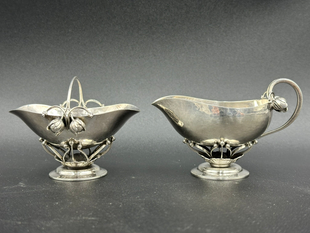 Georg Jensen Sterling Silver Hand Hammered Creamer & Sugar 235C