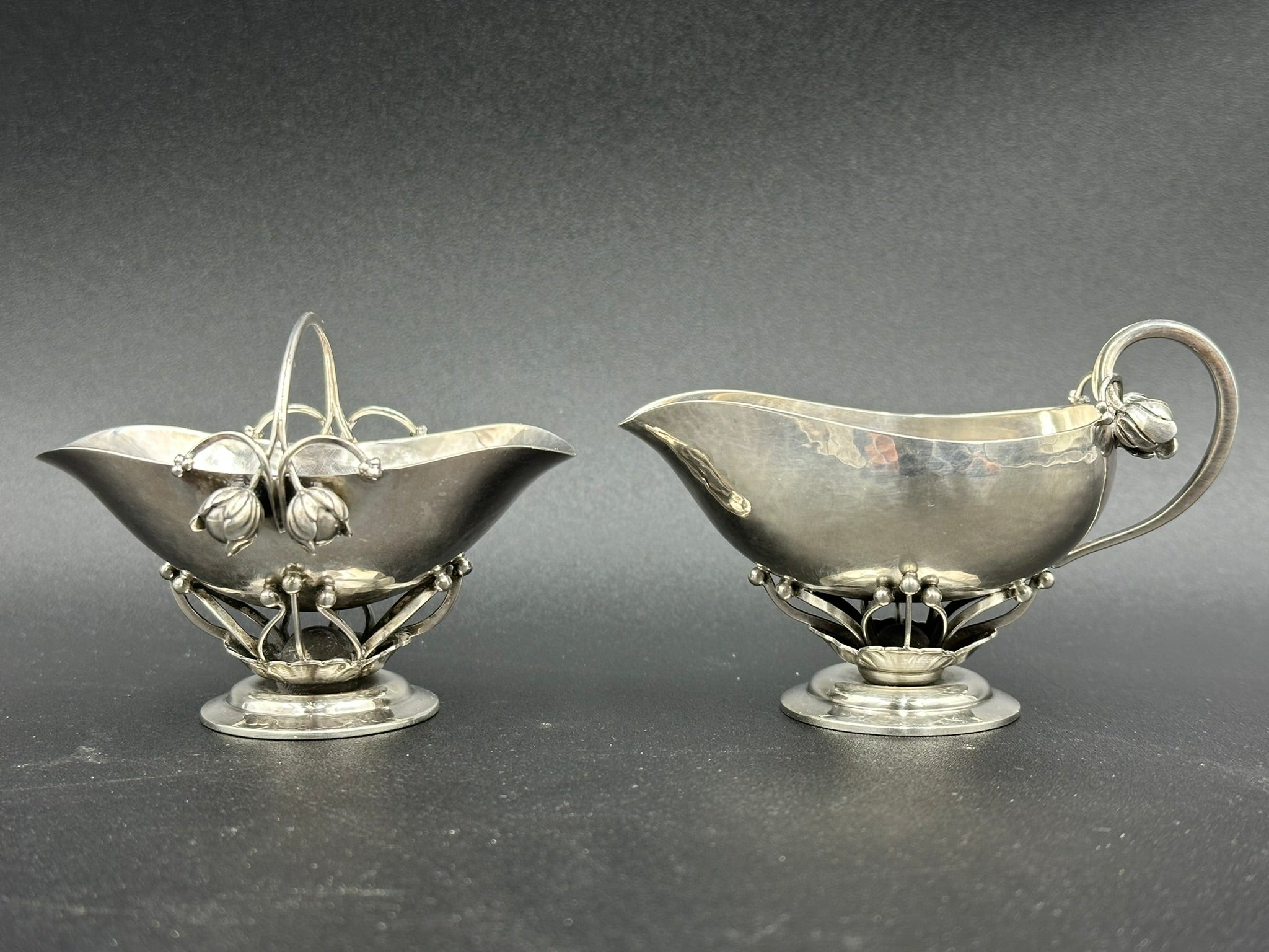 Georg Jensen Sterling Silver Hand Hammered Creamer & Sugar 235C