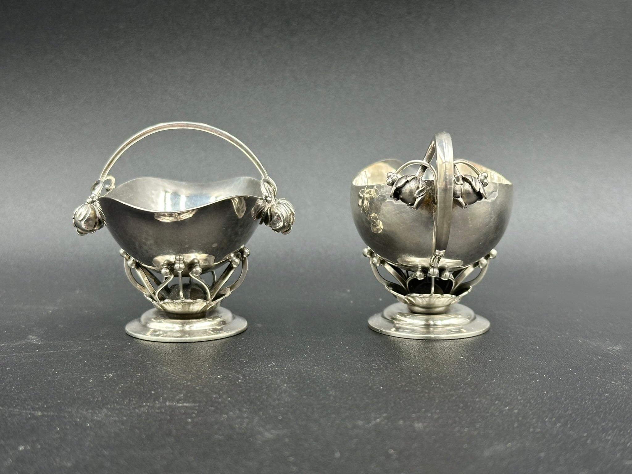 Georg Jensen Sterling Silver Hand Hammered Creamer & Sugar 235C