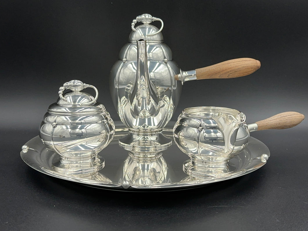 Antique Art Deco Julius O. Randahl Sterling Silver Three Piece Tea, Coffee Set