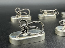 Load image into Gallery viewer, Set of 12 Sterling Silver Place Card Holders &quot;Tie the Knot&quot;
