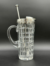 Load image into Gallery viewer, Cut Glass &amp; Sterling Silver Cocktail Pitcher with Spoon by Hawkes
