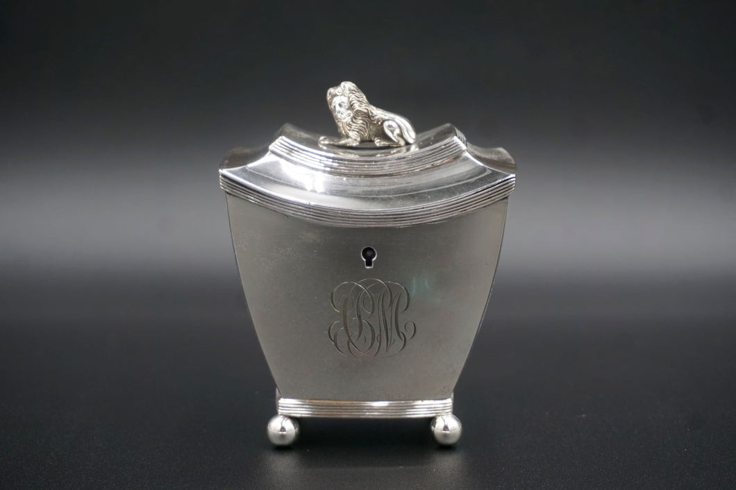Dutch Sterling Silver Tea Caddy with Lion Finial