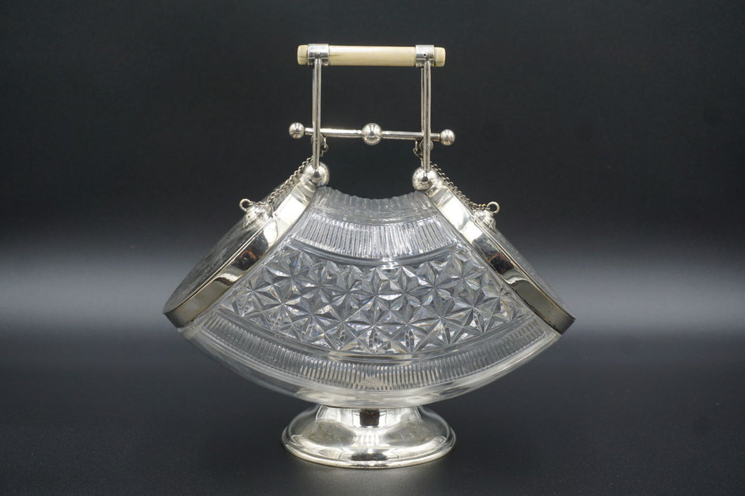 Silver Plate and Glass Biscuit Box by Martin Hall & Co Sheffield 1870